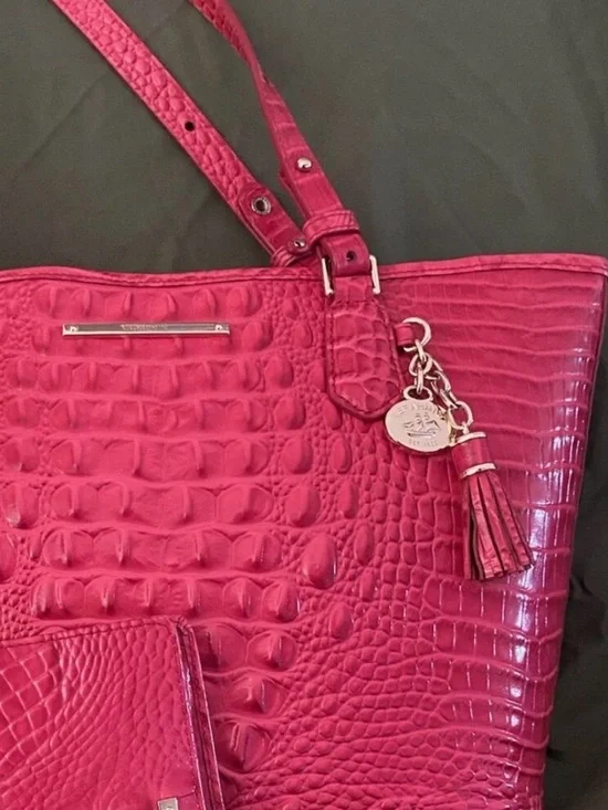 Brahmin Pink Croc-Embossed Leather Tote with Wallet - Picture 8 of 8